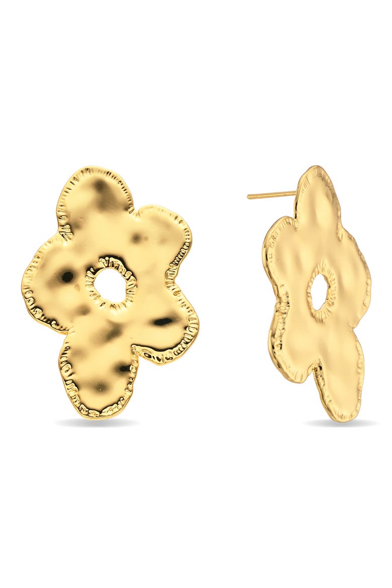 Evie Floral Post Earrings, Main, color, GOLD