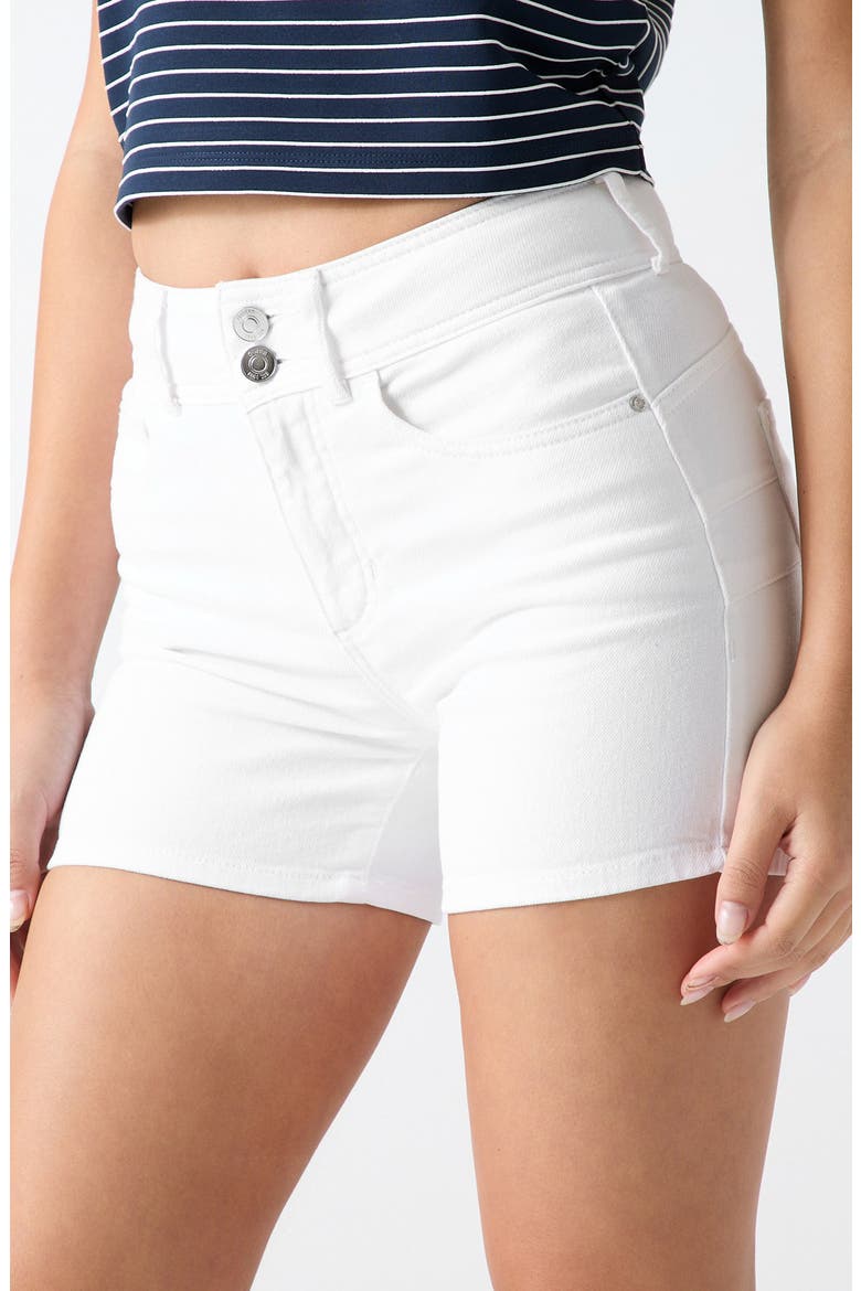 Shape Up Denim Shorts, Alternate, color, WHITE