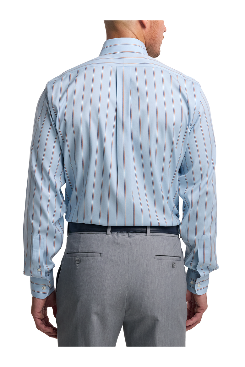 Cotton Buttondown Collar Broadcloth Classic Contrast Trim Button Cuff Long Sleeve Shirt, Alternate, color, Blue/Melon