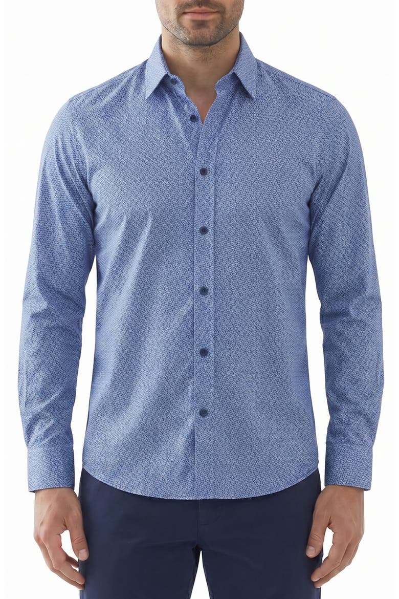 Patterned Stretch Long Sleeve Shirt, Main, color, 40 BLUE