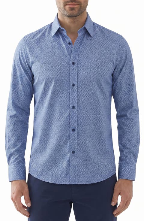 Patterned Stretch Long Sleeve Shirt