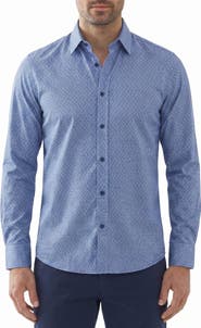 Report Collection Patterned Stretch Long Sleeve Shirt