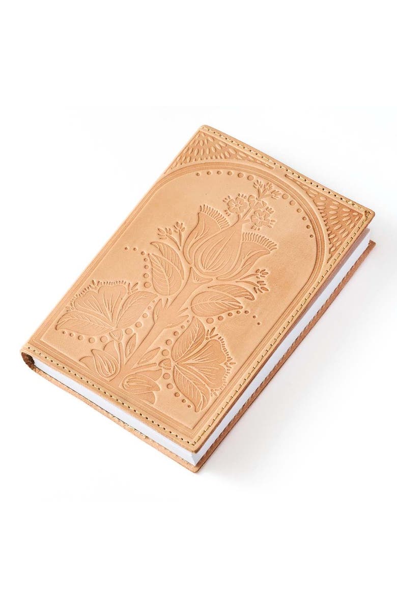 Matr Boomie Embossed Neutral Leather Floral 5x7 Journal, Alternate, color, Brown