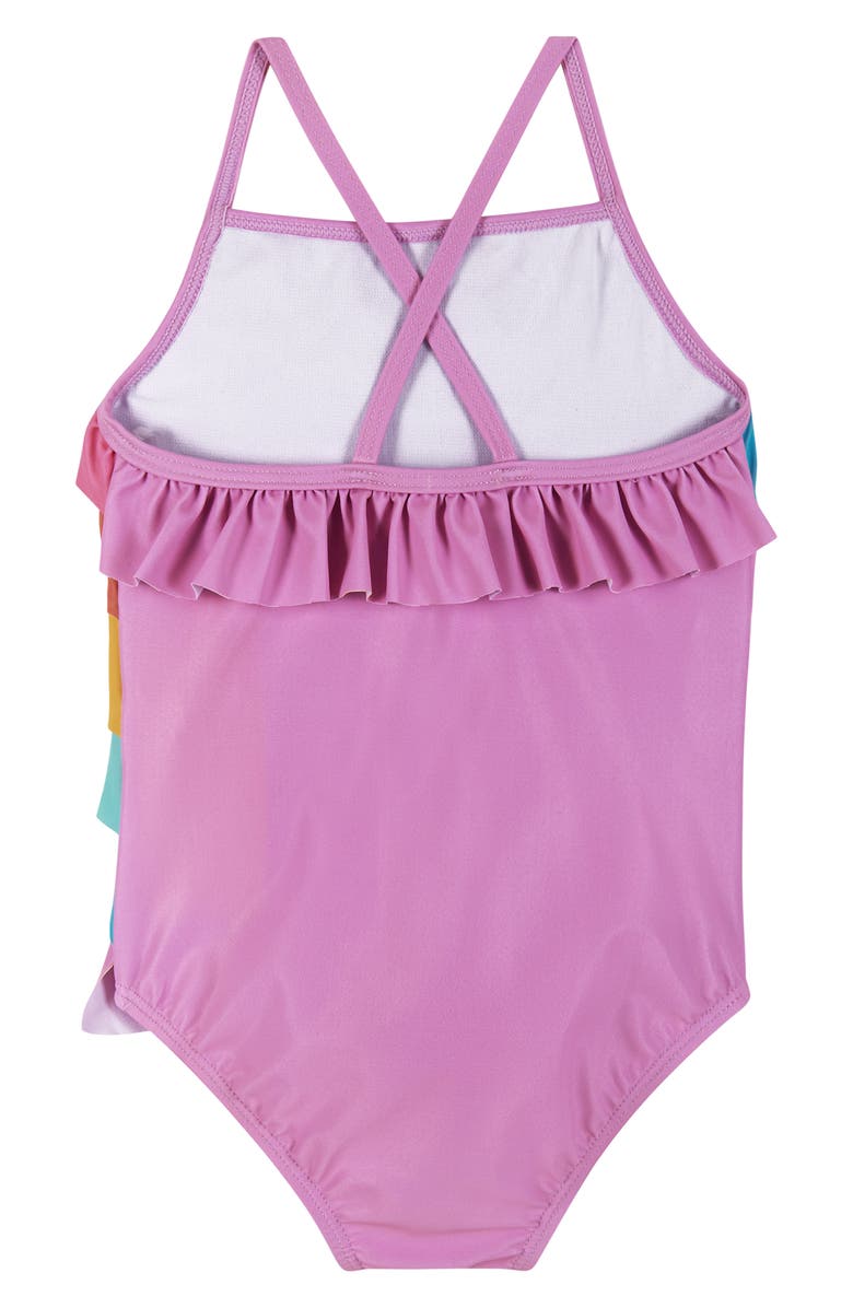 Andy & Evan Rainbow Ruffle One-Piece Swimsuit, Alternate, color,