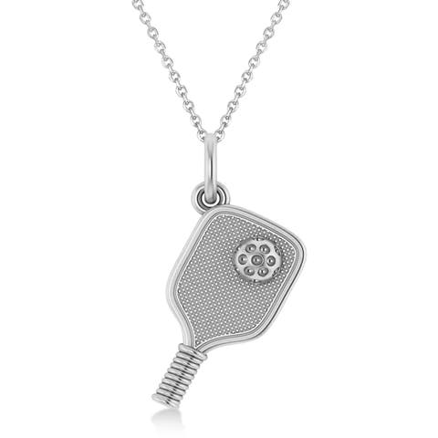 Womens Pickleball Paddle Pendant Necklace 14K