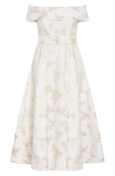 High Status Off the Shoulder Midi Dress