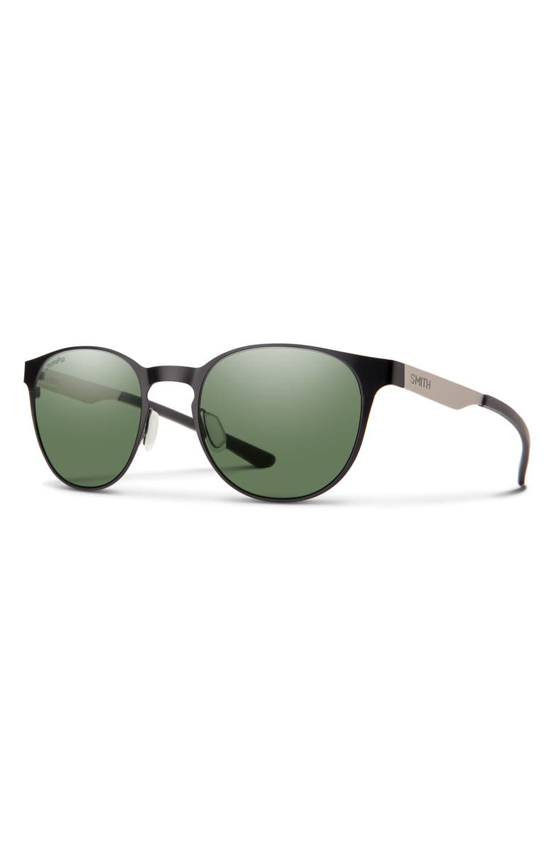 Smith Eastbank 52mm ChromaPop<sup
™</sup
 Polarized Round Sunglasses, Alternate, color, Matte Black / Silver / Gray