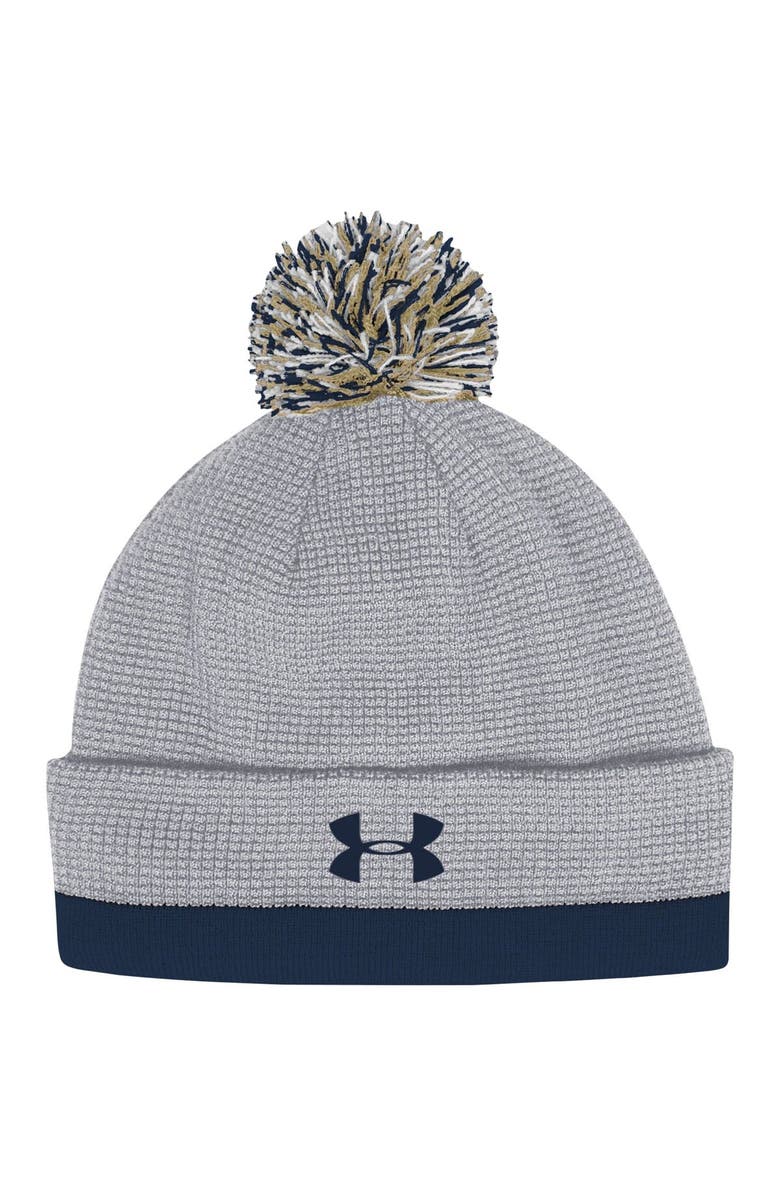 Under Armour Men's Under Armour Gray Notre Dame Fighting Irish 2023 Sideline Performance Cuffed Knit Hat with Pom, Alternate, color,