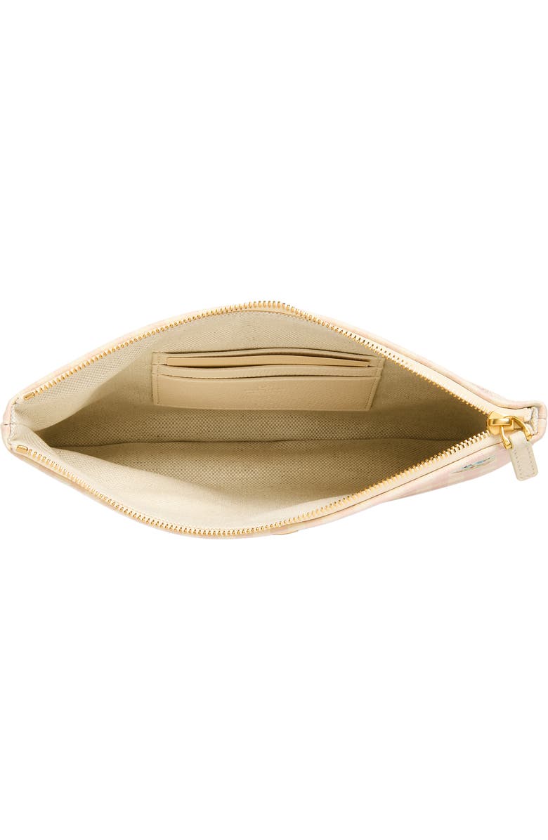 Valentino Garavani Medium VLOGO Signature Flat Leather Pouch Clutch, Alternate, color, Ivory/ Multi