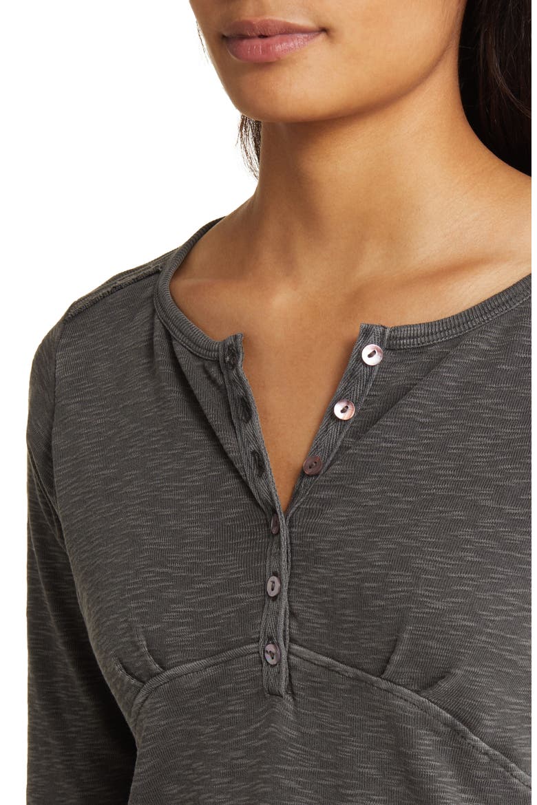 Long Sleeve Cotton Henley, Alternate, color, RAVEN