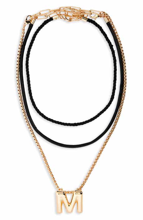 Open Edit Set of 3 Interchangeable Initial Pendant Necklaces