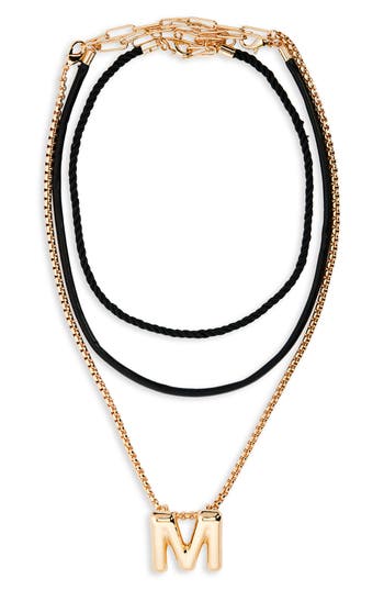 Open Edit Set Of 3 Interchangeable Initial Pendant Necklaces In Multi