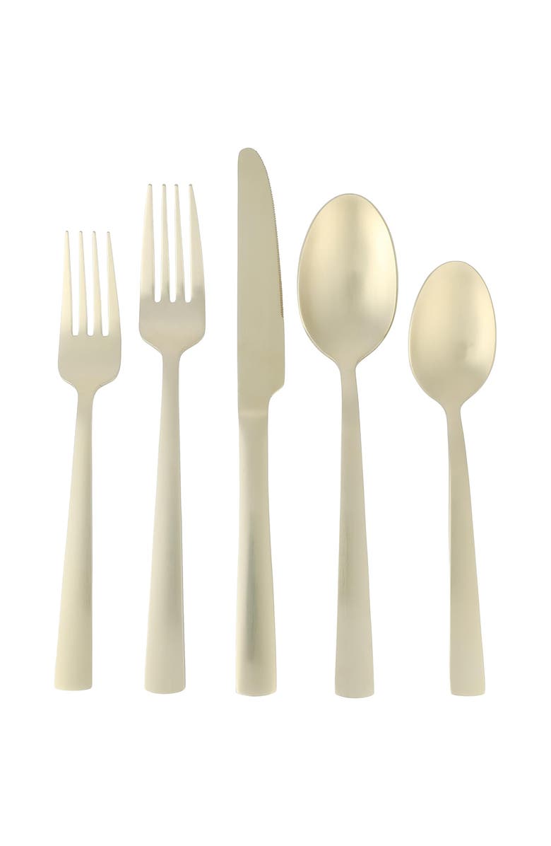 Gibson Elite Earlston 20 Piece Stainless Steel Flatware Set, Alternate, color, Metallic Gold