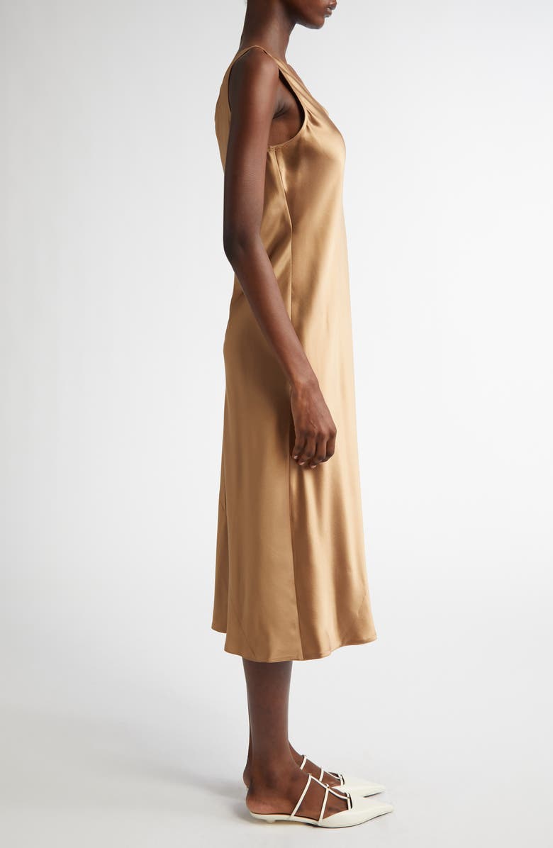 Max Mara Banjo Silk Satin Midi Dress, Alternate, color, Camel