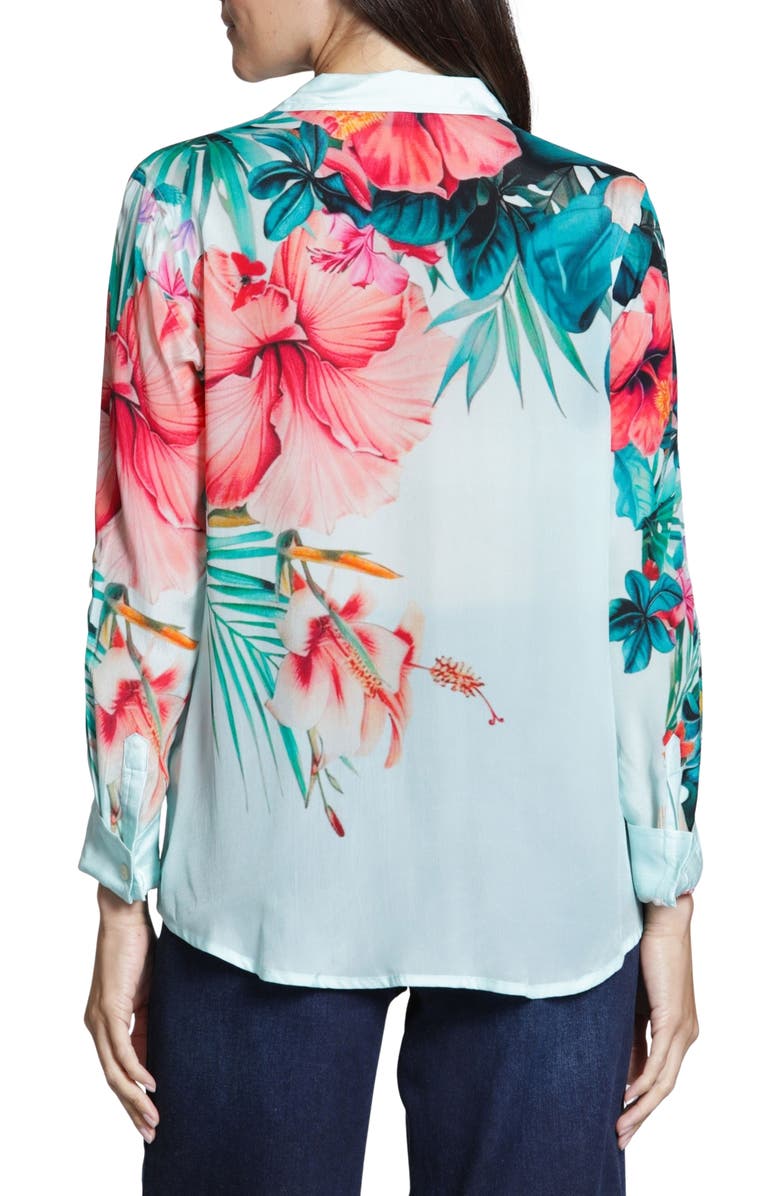APNY Floral Button-Up Shirt, Alternate, color, Aqua