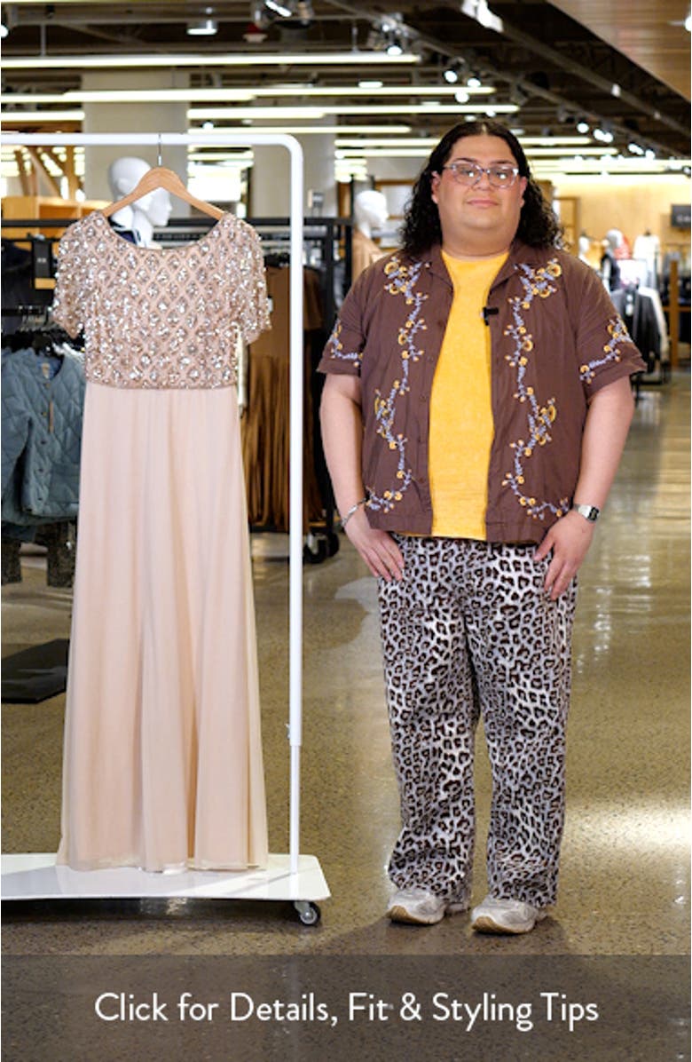 Beaded Mesh Mock Two-Piece Evening Dress, sales video thumbnail