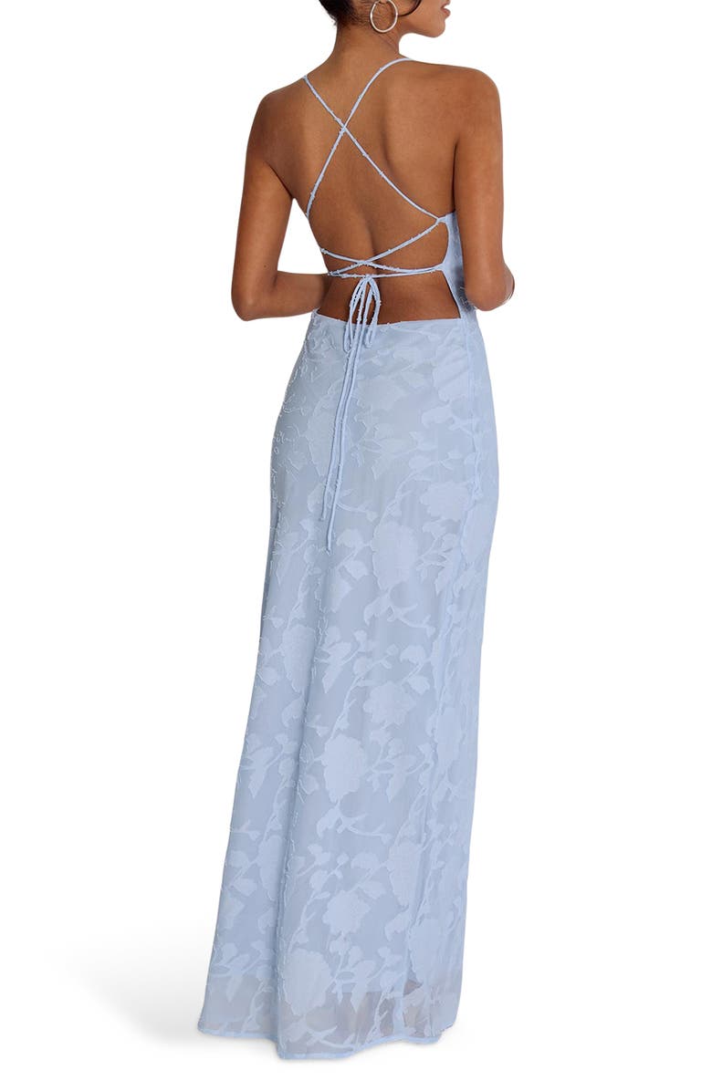 Princess Polly Celena Floral Burnout Maxi Dress, Alternate, color, Blue Burnout