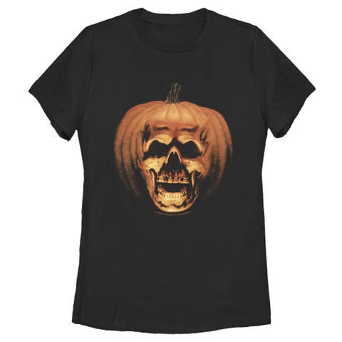 Women's Halloween II Skeleton Carved Pumpkin  Graphic T-Shirt