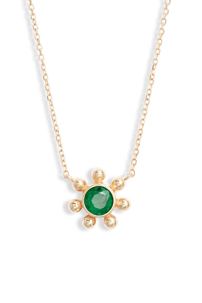 Dew Drop Marine Emerald & 14K Gold Pendant Necklace, Main, color, YELLOW GOLD/ EMERALD