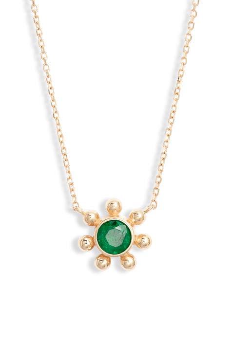 Dew Drop Marine Emerald & 14K Gold Pendant Necklace