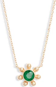 Anzie Dew Drop Marine Emerald & 14K Gold Pendant Necklace