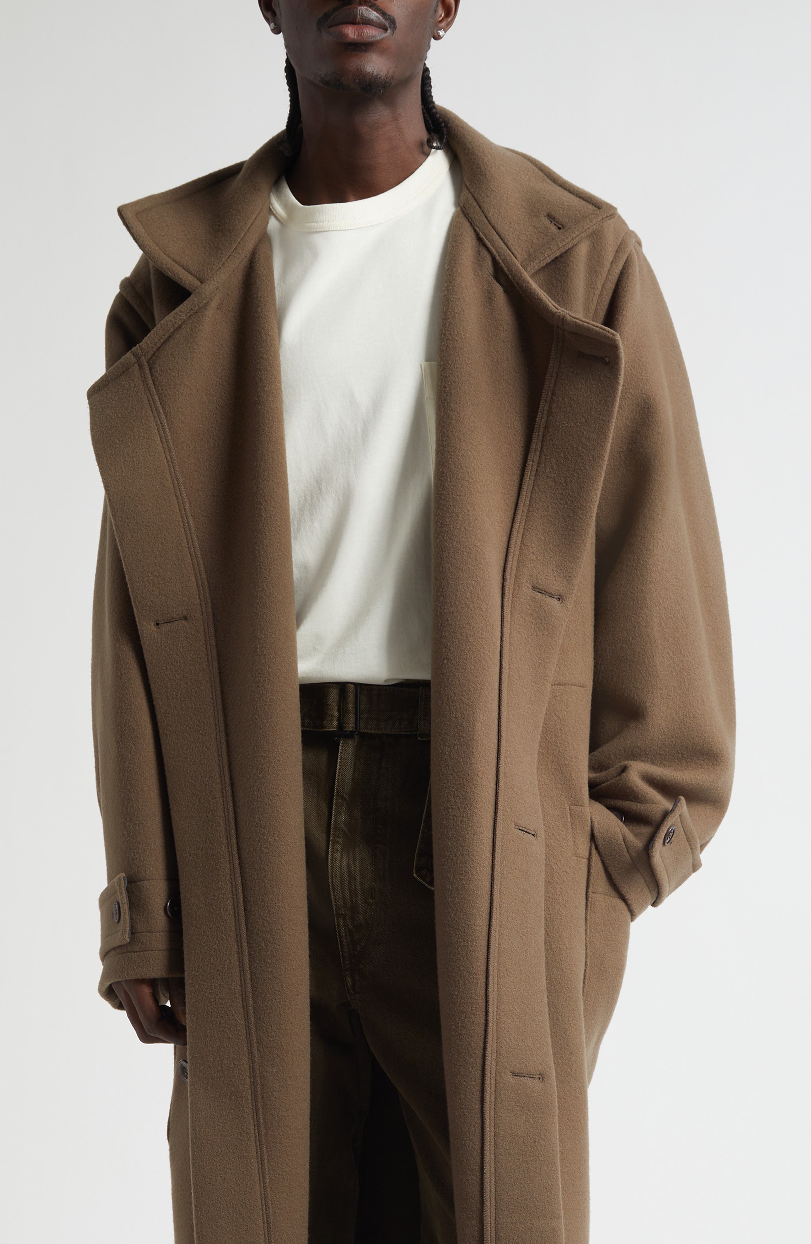 Lemaire Double Face Wool Wrap Coat (Men) | Nordstrom