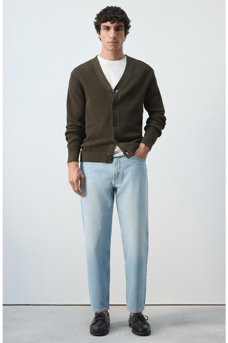 Microstructure Cotton Blend Cardigan, Alternate, color, CHOCOLATE