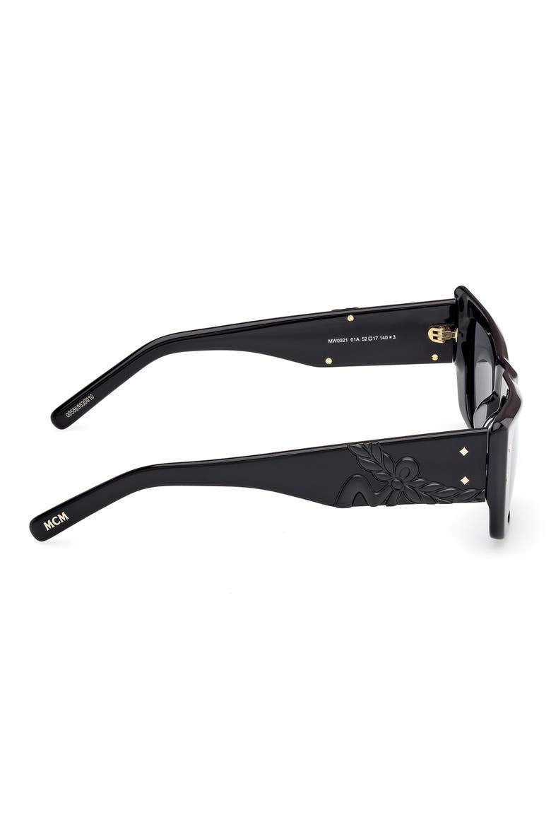 52mm Cat Eye Sunglasses, Alternate, color, SHINY BLACK / SMOKE
