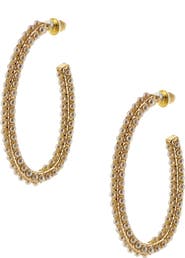 OLIVIA WELLES Claudia Imitation Pearl Hoop Earrings