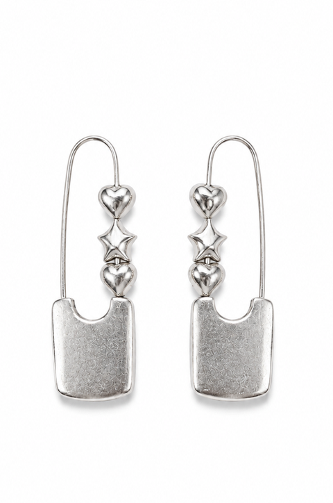Puffed Heart and Star Safety Pins