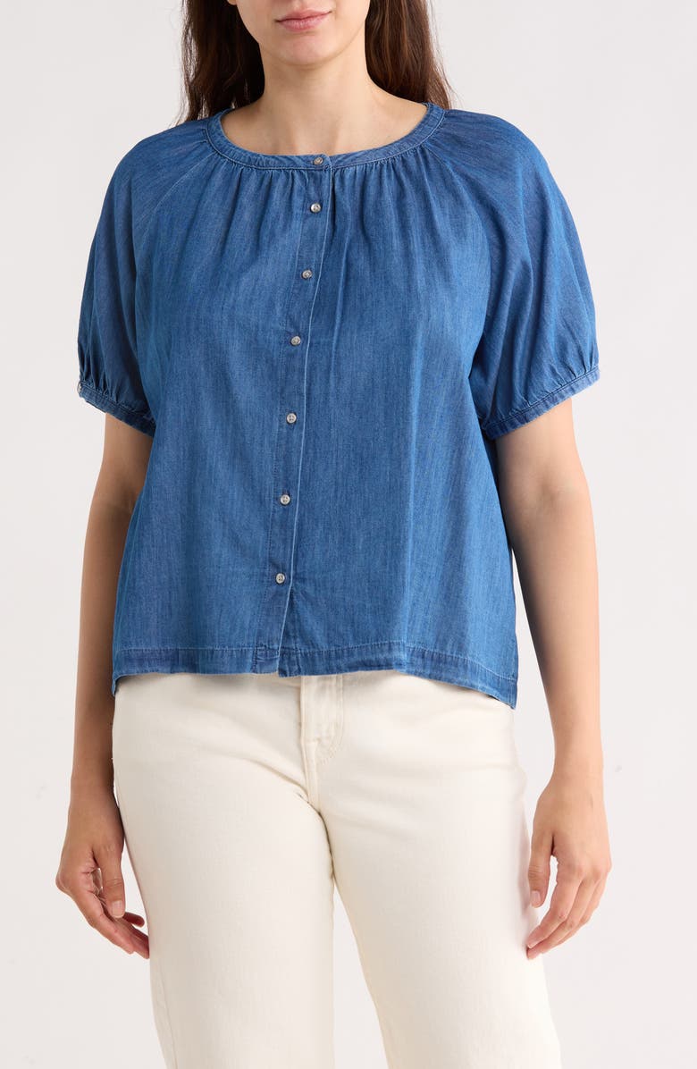 Trove New York Peasant Top, Main, color, Medium Wash