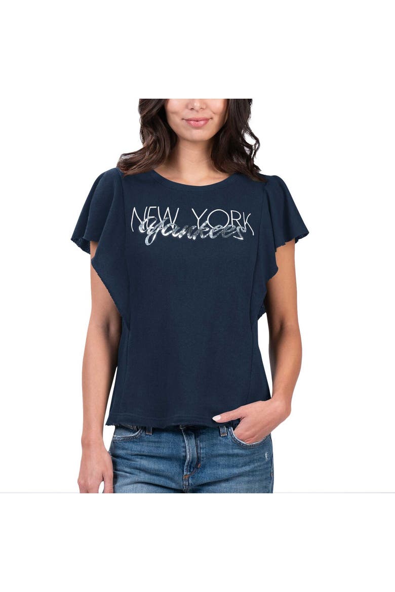 Women's G-III 4Her by Carl Banks Navy New York Yankees Crowd Wave T-Shirt, Main, color, Navy