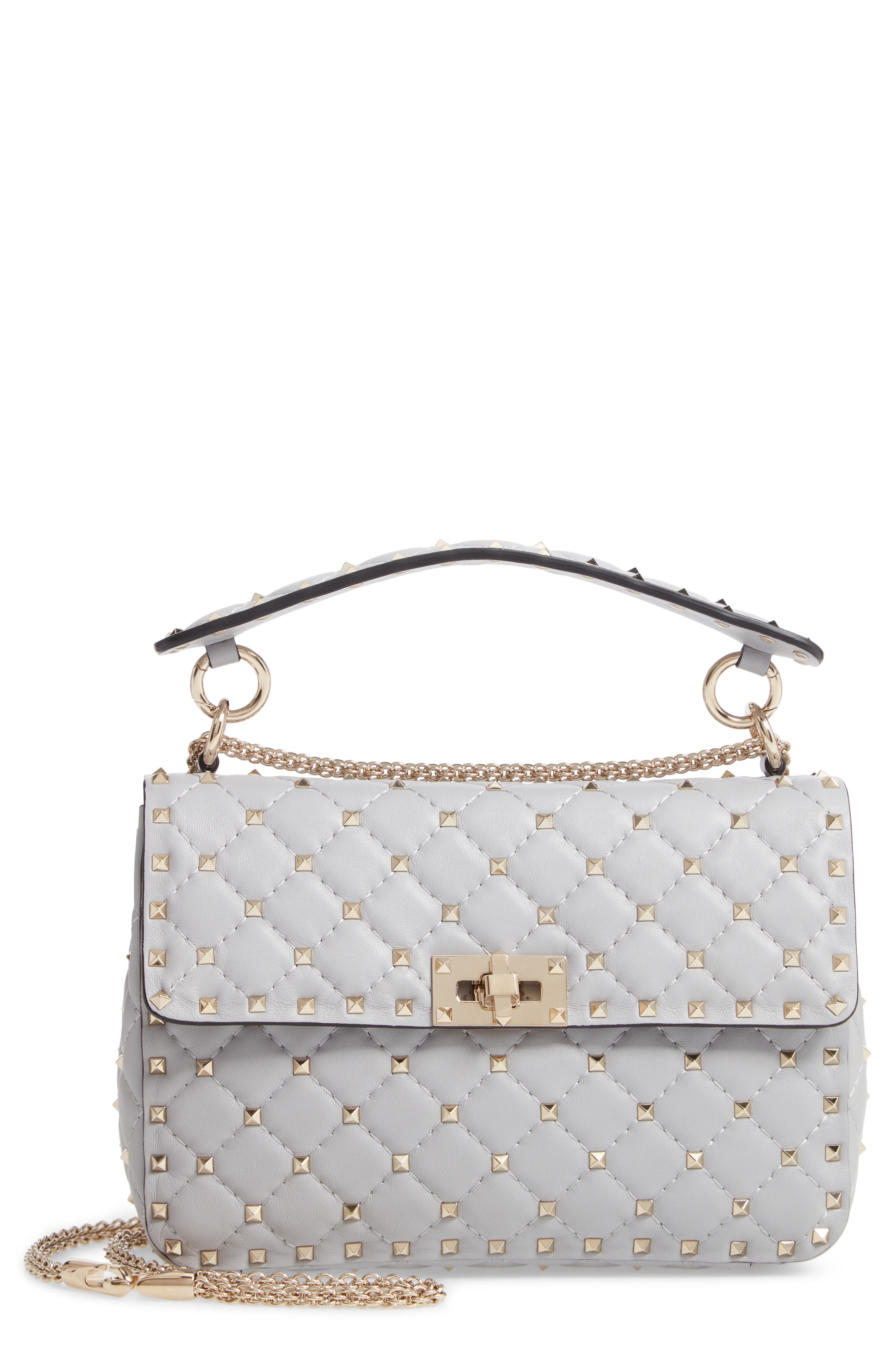 Valentino Garavani Medium Rockstud Matelassé Quilted Leather Shoulder Bag, Main, color, 