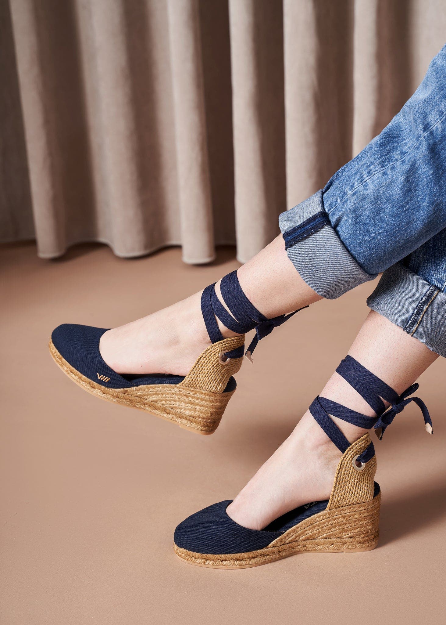 Sagaro Canvas Espadrille Wedges, Alternate, color, Navy Blue