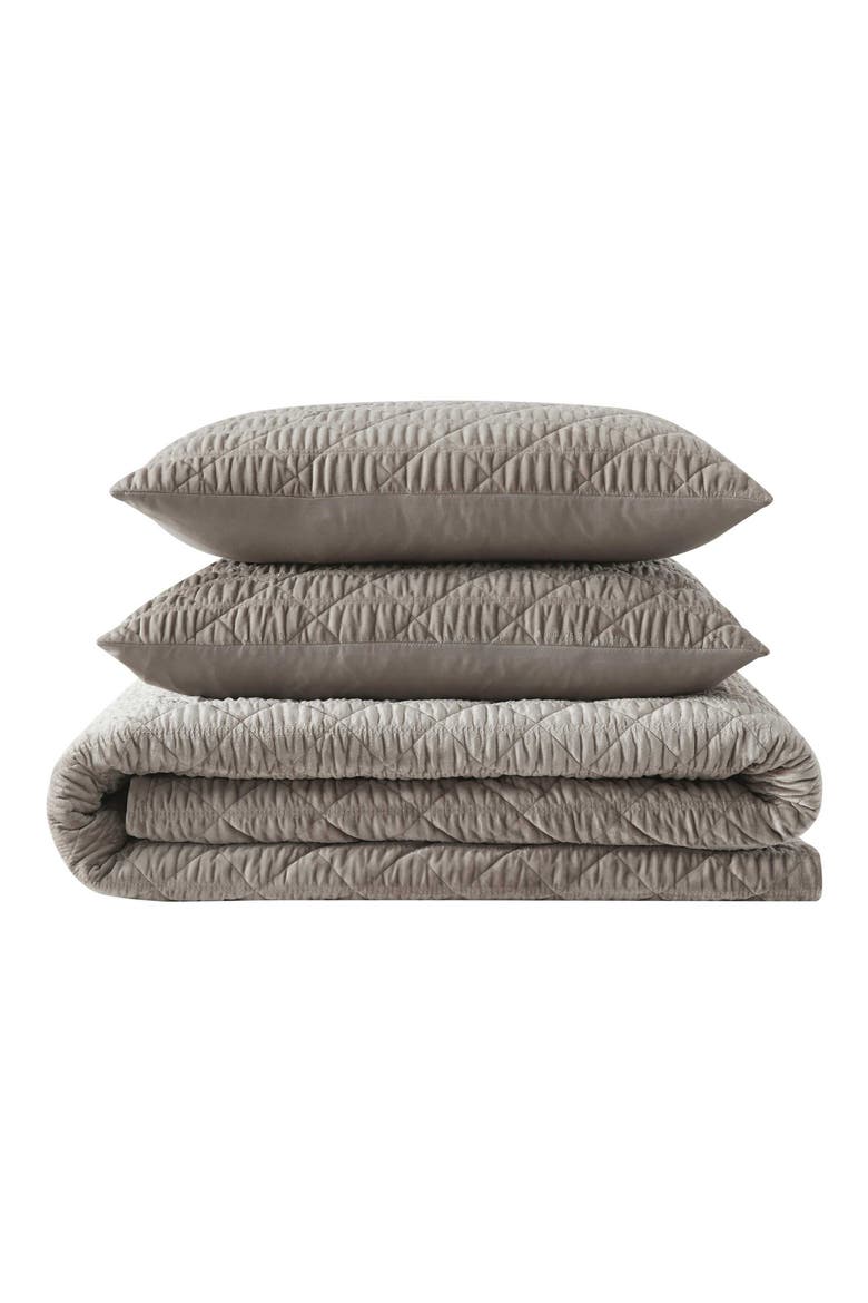 Crushed Velvet Comforter & Sham Set, Main, color, LIGHT / MEDIUM BROWN