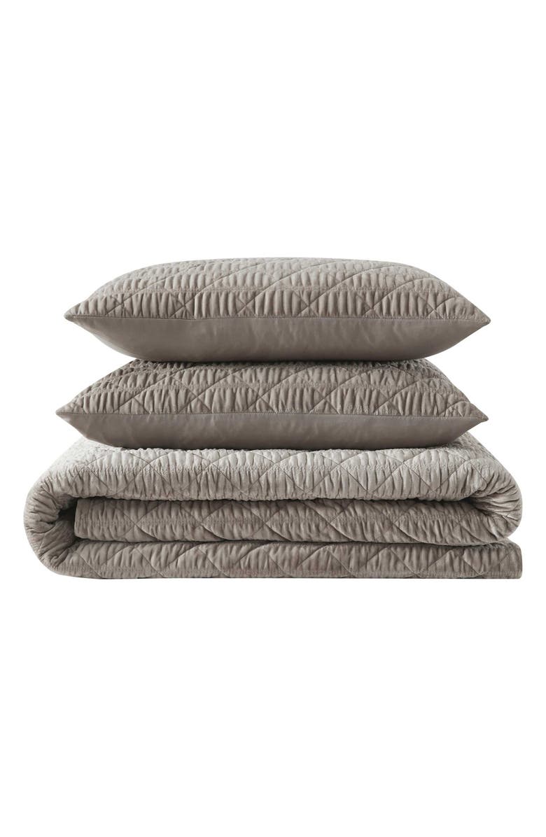 Vera Wang Crushed Velvet Comforter & Sham Set, Main, color, Light / Medium Brown