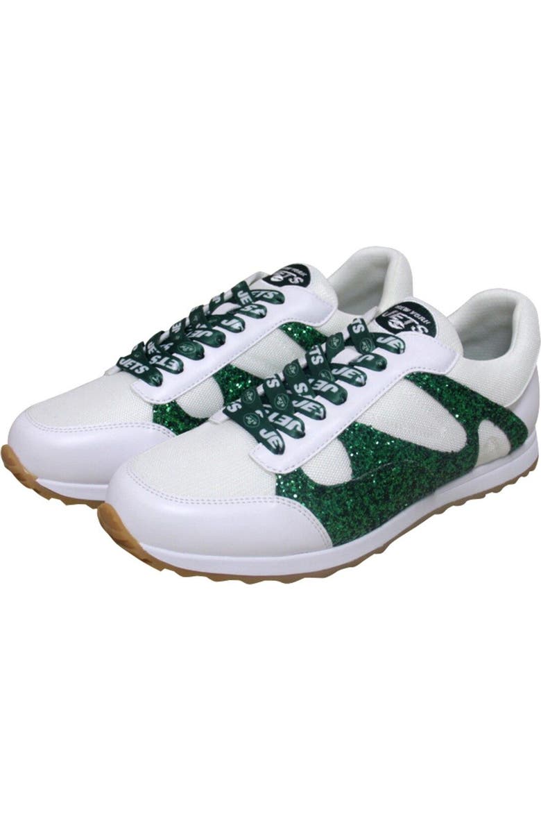 CUCE Women's Cuce White New York Jets Glitter Sneakers, Main, color,