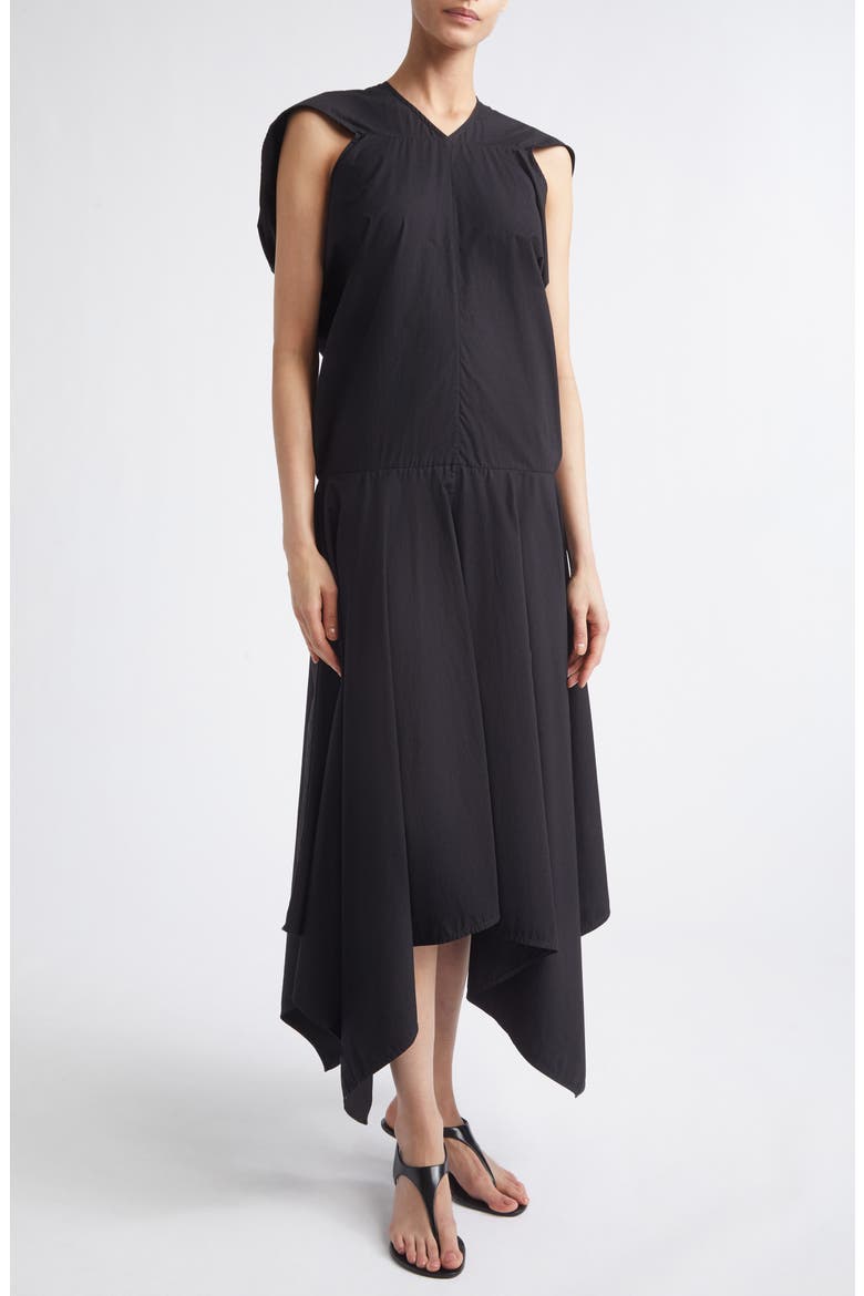 Sybella Handkerchief Hem Cotton Midi Dress, Alternate, color, BLACK MULTI