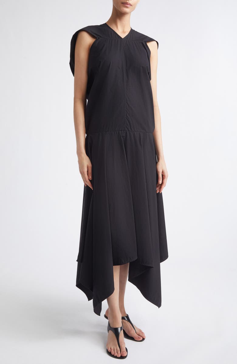 Proenza Schouler Sybella Handkerchief Hem Cotton Midi Dress, Alternate, color, Black Multi