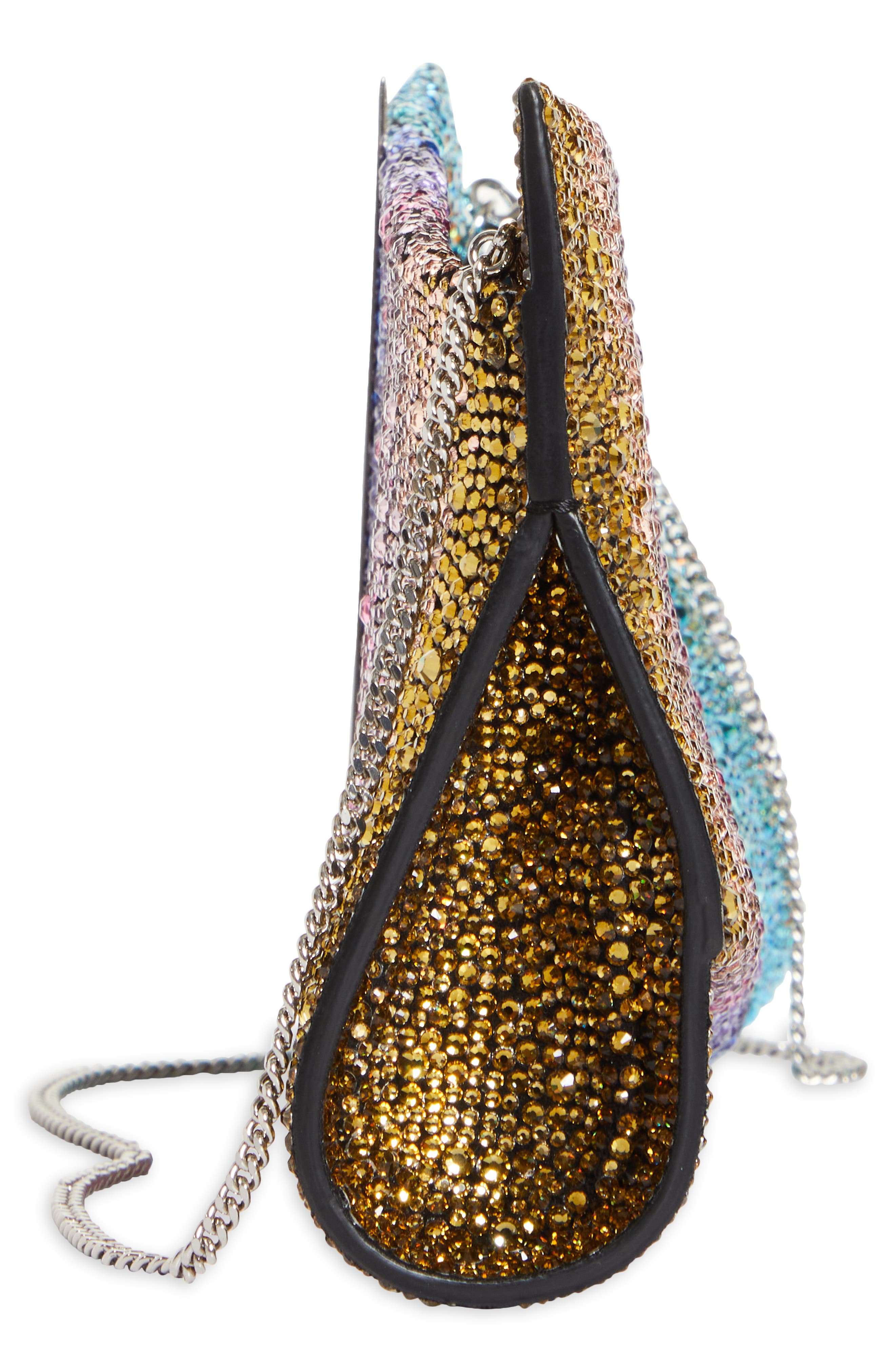 Small Loubitwist Rainbow Crystal Leather Clutch, Alternate, color, BLUE MULTI