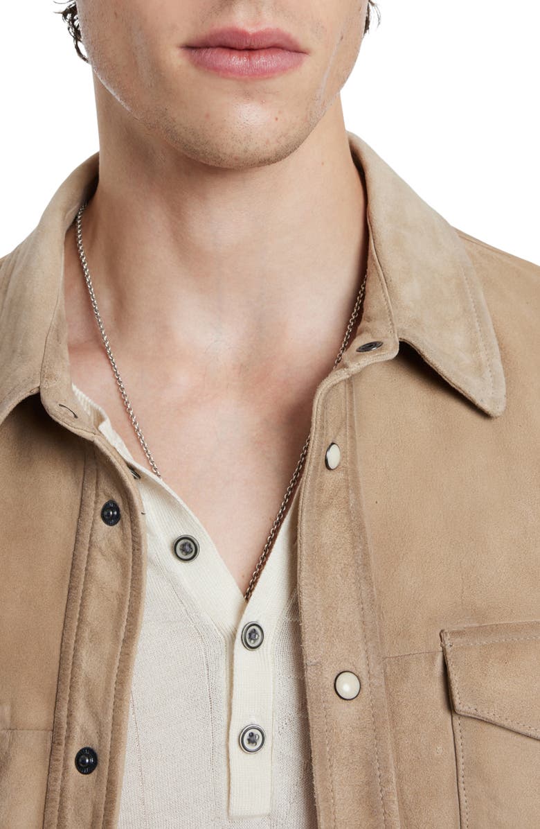 John Varvatos Lionnell Goat Suede Snap-Up Shirt Jacket, Alternate, color, 