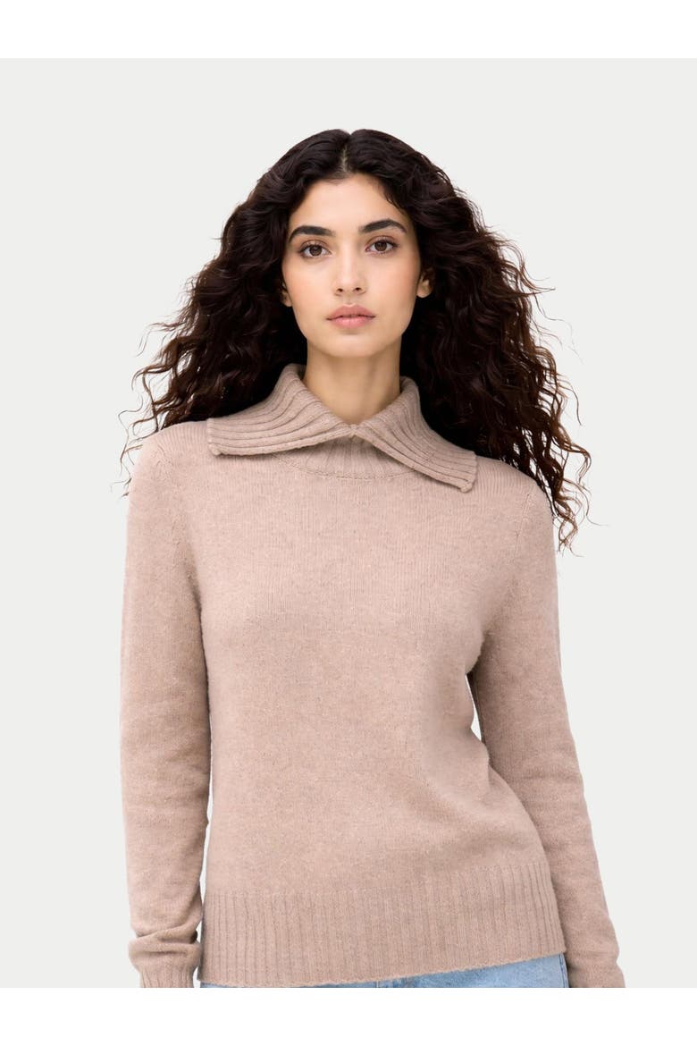 Slit T-Neck Sweater, Alternate, color, warm grey