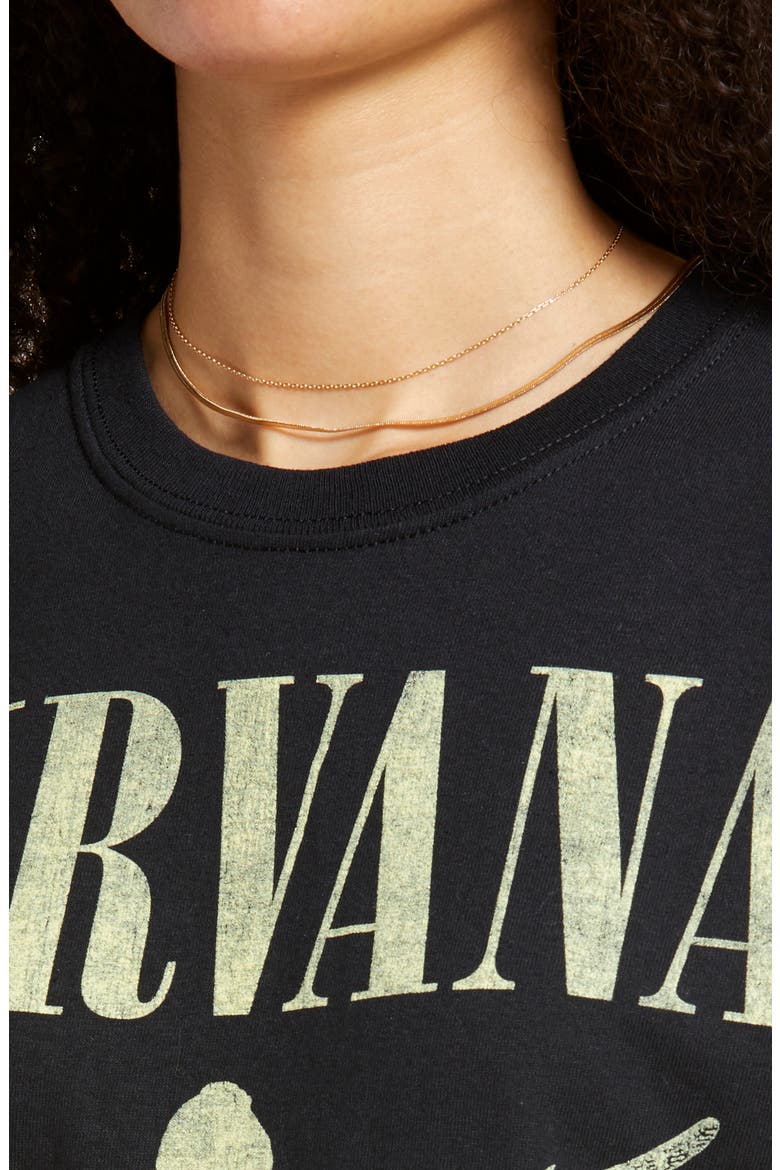 Nirvana Vintage Distressed Graphic Tee, Alternate, color, BLACK