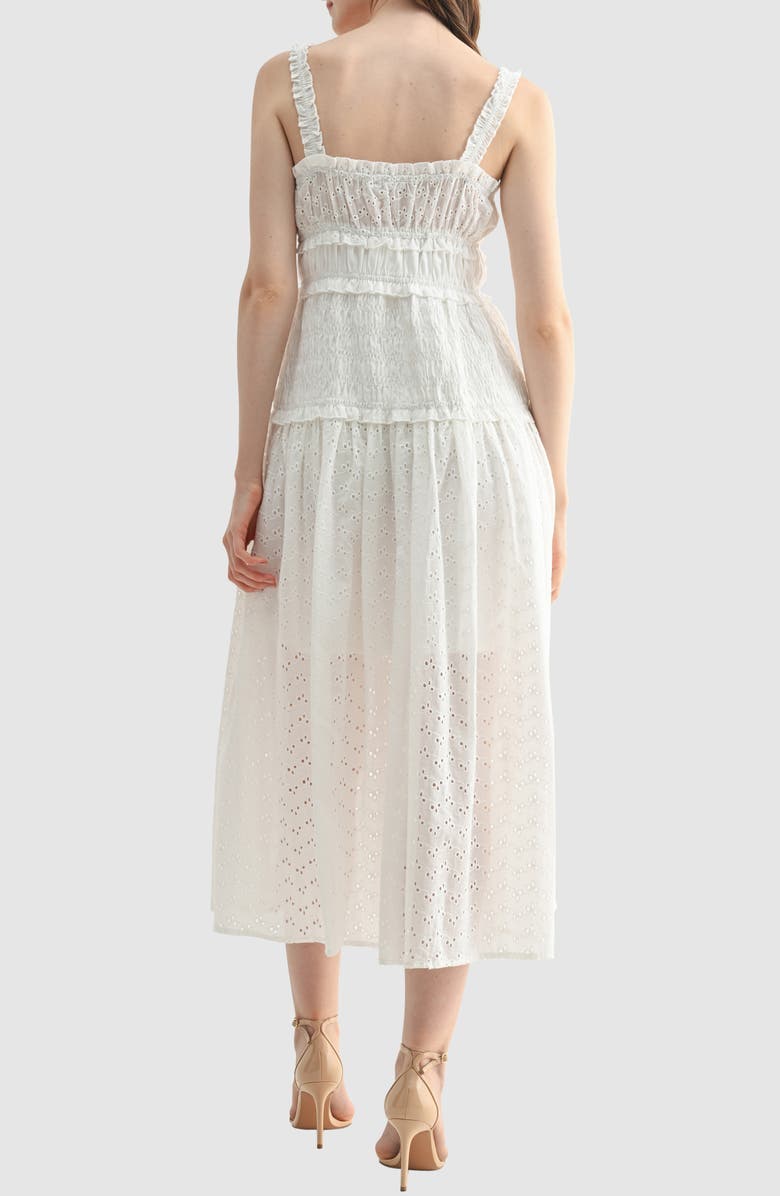 All in Favor Cotton Eyelet Midi Sundress, Alternate, color, White