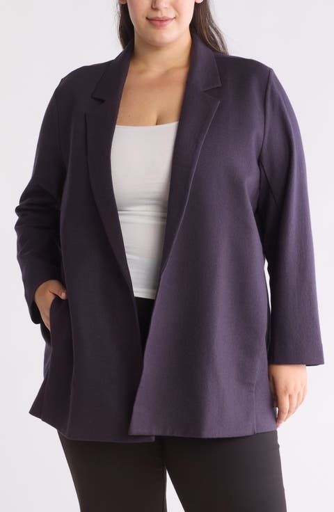 Notch Collar Long Wool Blazer