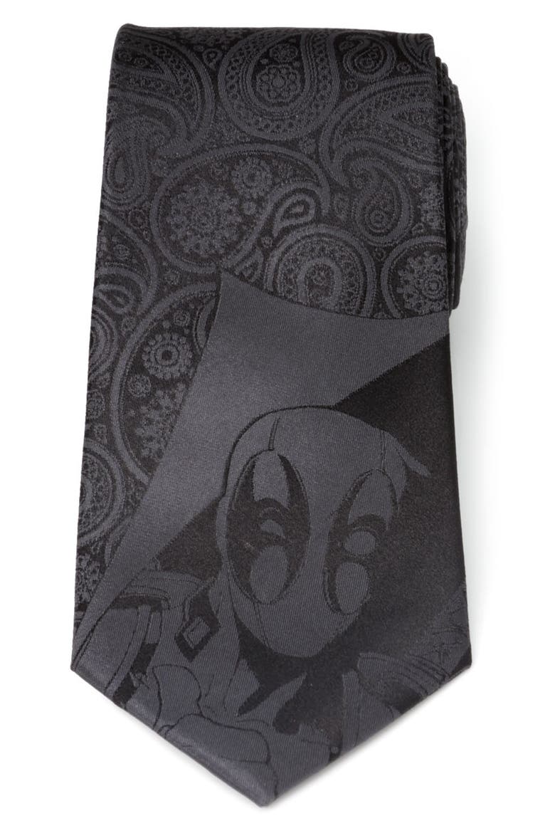 x Marvel Deadpool Paisley Silk Tie, Main, color, BLACK