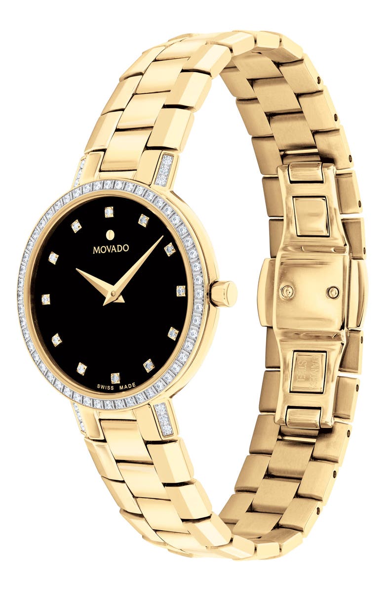Movado Faceto Diamond Bracelet Watch, 28mm, Alternate, color, 