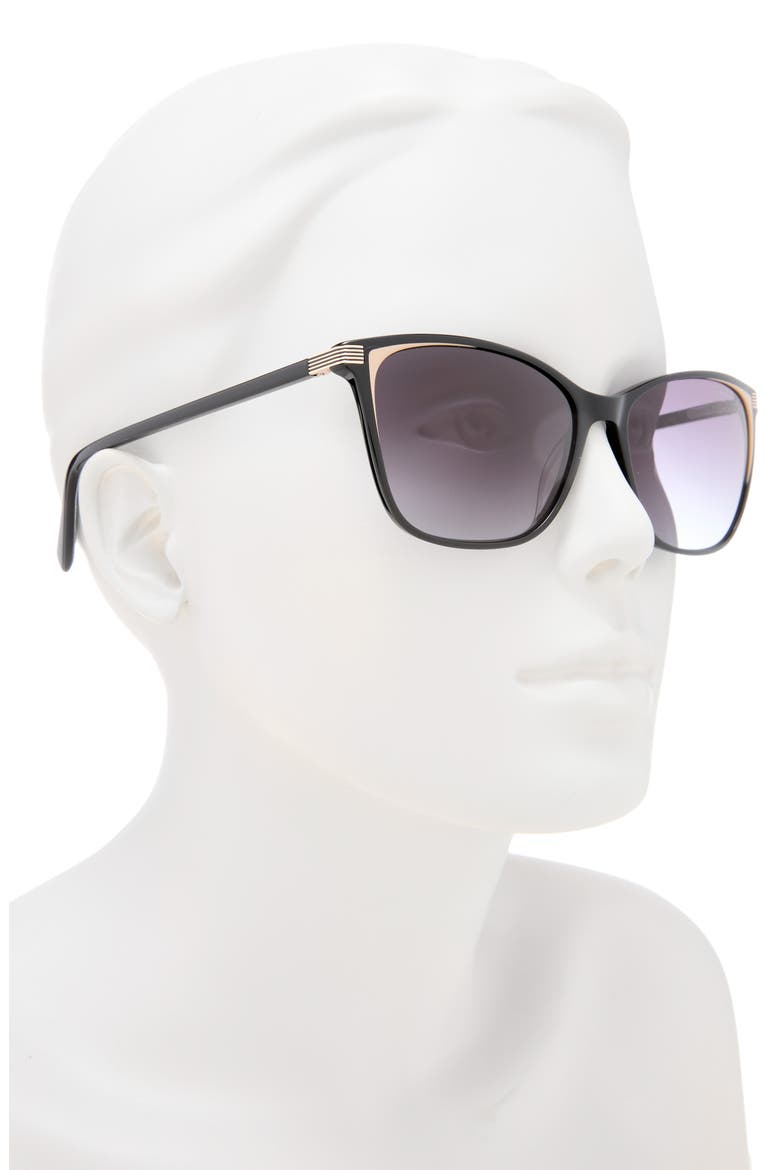 57mm Gradient Square Sunglasses, Alternate, color, BLACK