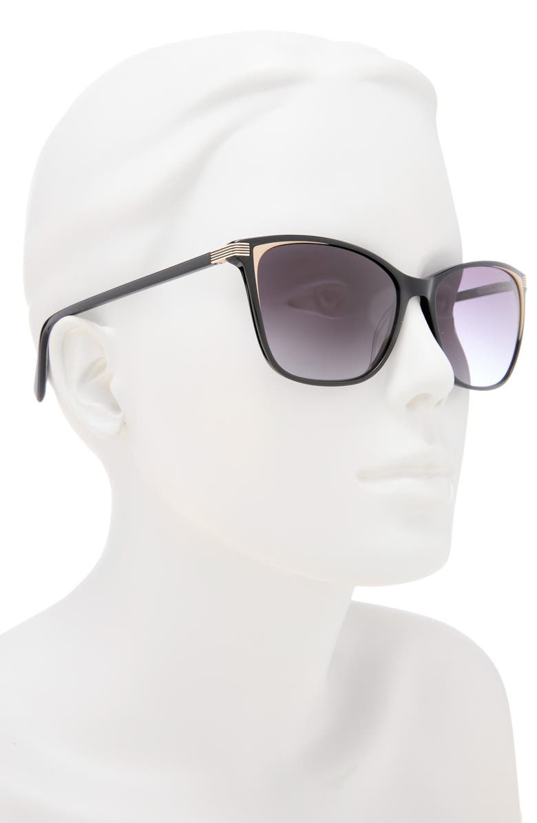Ted Baker 57mm Gradient Square Sunglasses, Alternate, color, Black