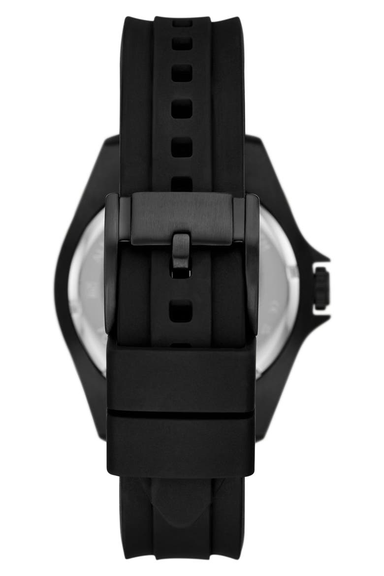 Dalton Three Hand Quartz Silicone Strap Watch, 42mm, Alternate, color, BLACK